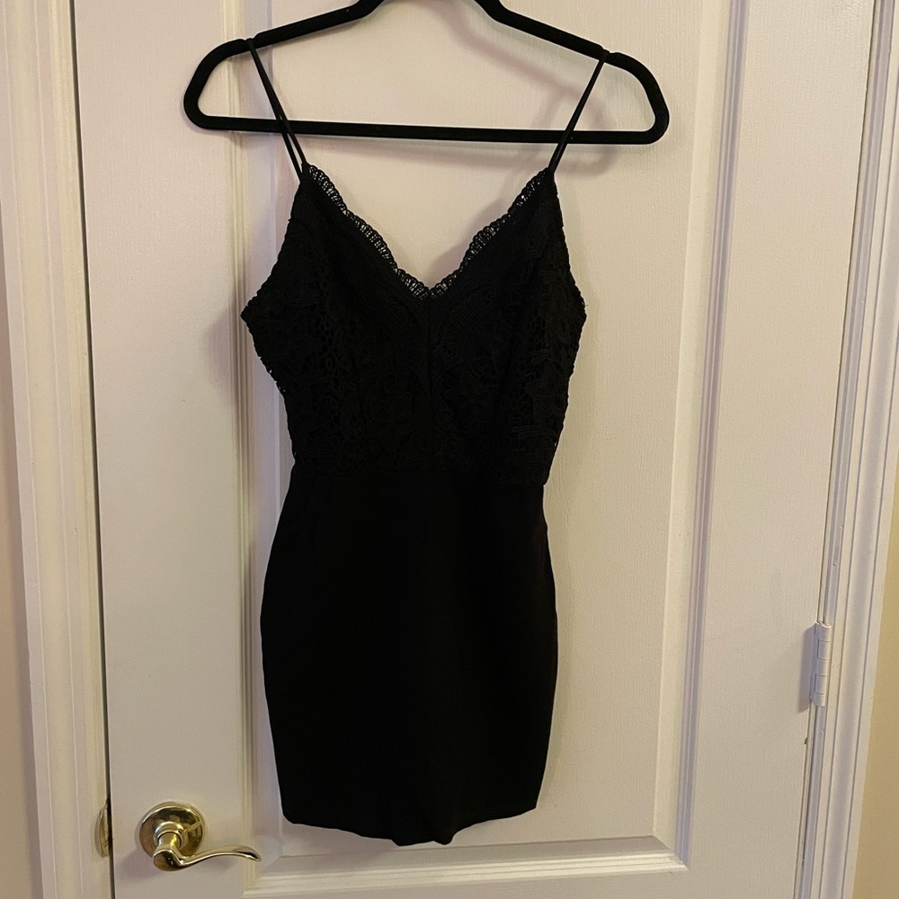 Size S black lace mini dress